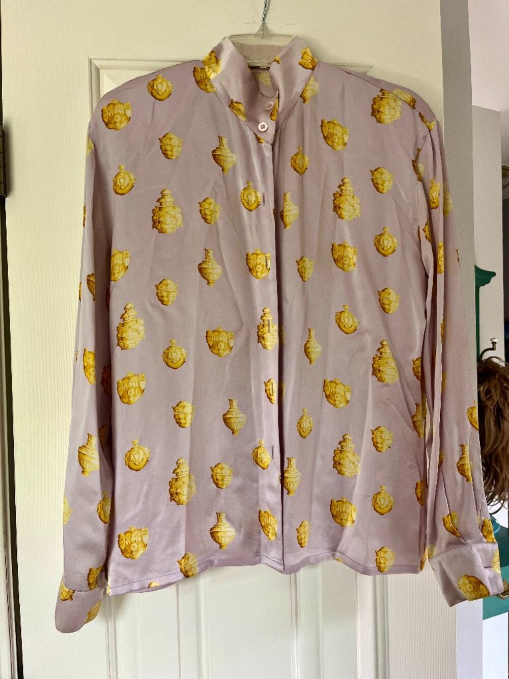 Vintage Escada by Margaretha Ley 100% Silk Charmeuse Novelty Print Blouse (8)